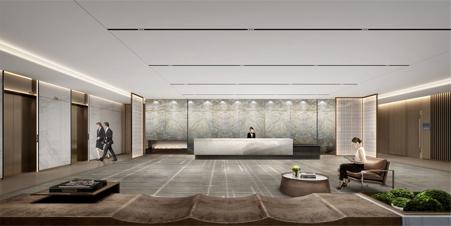 巢湖槐林漁具有限公司4000平方辦公樓前臺裝修案例(圖2) 前臺2.jpg