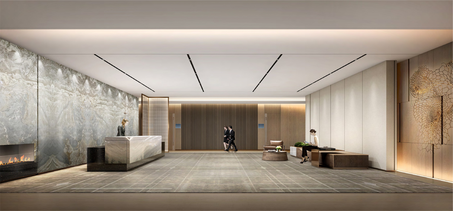 巢湖槐林漁具有限公司4000平方辦公樓前臺裝修案例(圖1) 前臺1.jpg