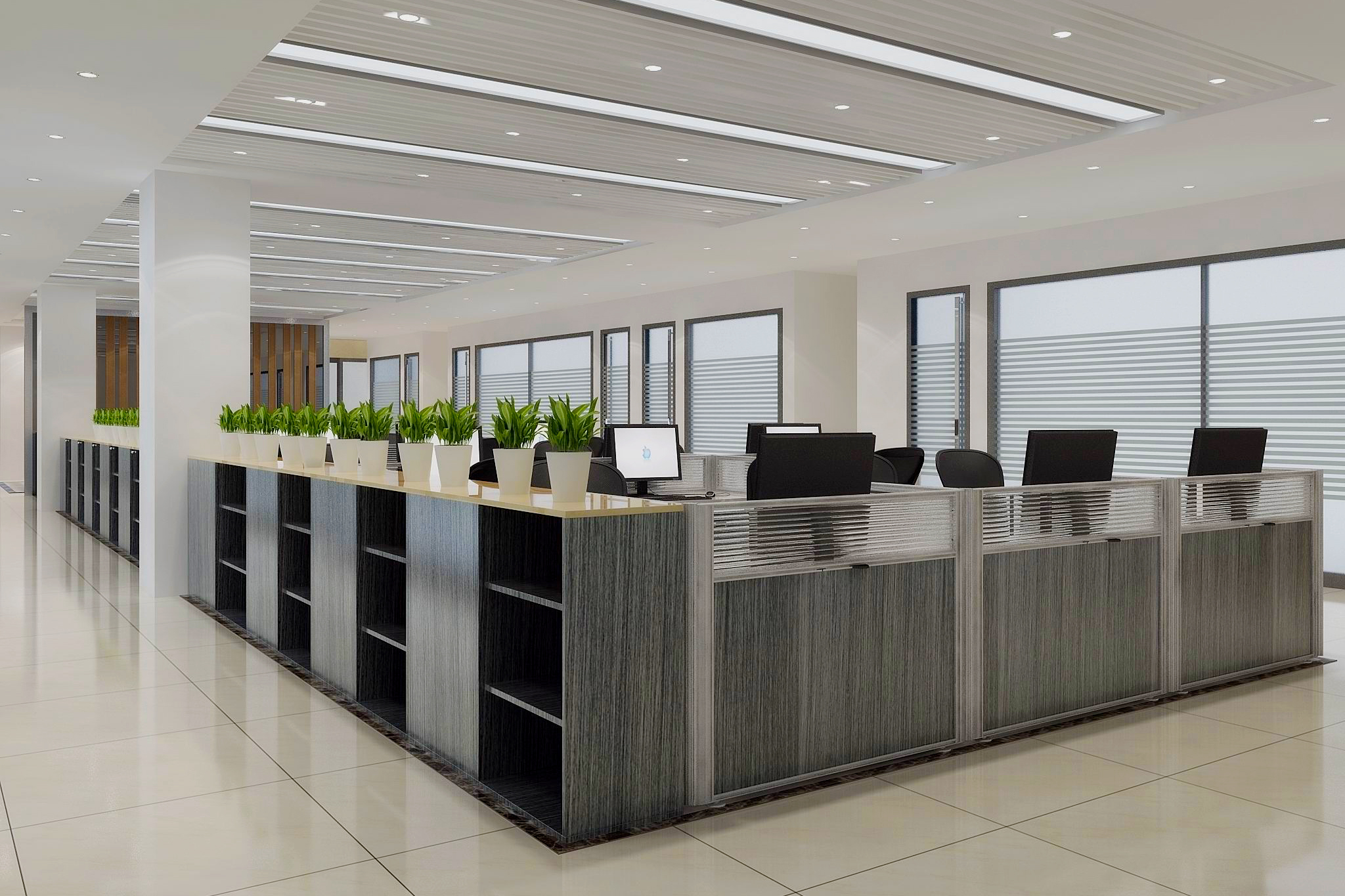 辦公室裝修--看半山裝飾如何實(shí)現(xiàn)小空間大作用(圖1) 敞開(kāi)辦公區(qū).jpg